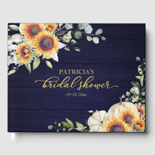Sunflower Pumpkin Fall Bridal Shower Guest Book