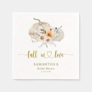 Sunflower Pumpkin Fall in Love Bridal Shower Napkin