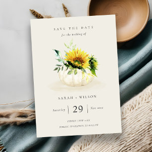 Sunflower Pumpkin Floral Save the Date Invite