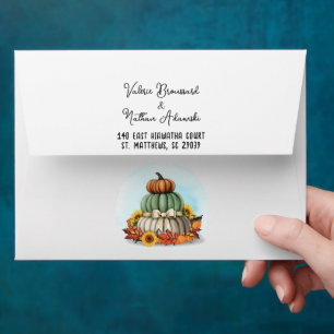 Sunflower Pumpkin Rustic Country Fall Farm Wedding Envelope