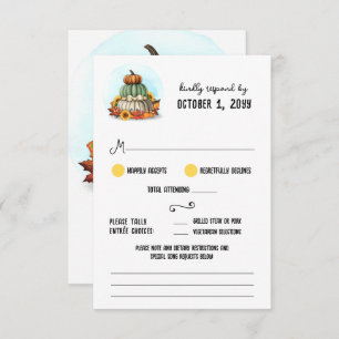 Sunflower Pumpkin Rustic Country Farm Fall Wedding RSVP Card