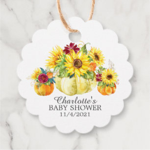 Sunflower Pumpkin Thank You Baby Shower Favour Tags