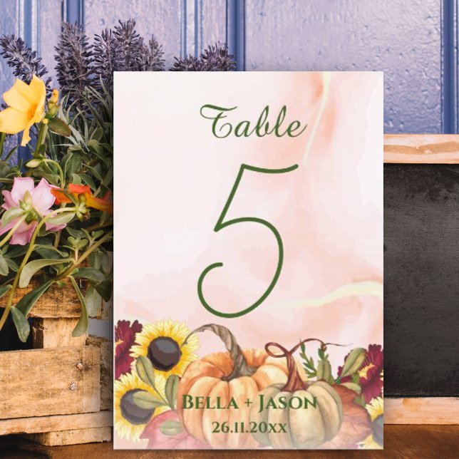 Sunflower Pumpkin Themed Fall WEDDING Table Number (Sunflower Pumpkin Themed Fall WEDDING Table Number)