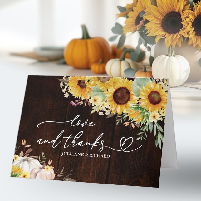 Sunflower Pumpkin Wedding Thank You Card (Creator Uploaded)