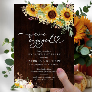 Sunflower Pumpkin We're Engaged Engagement Party Invitation