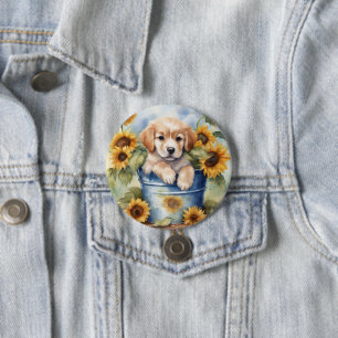 Sunflower Puppy 7.5 Cm Round Badge