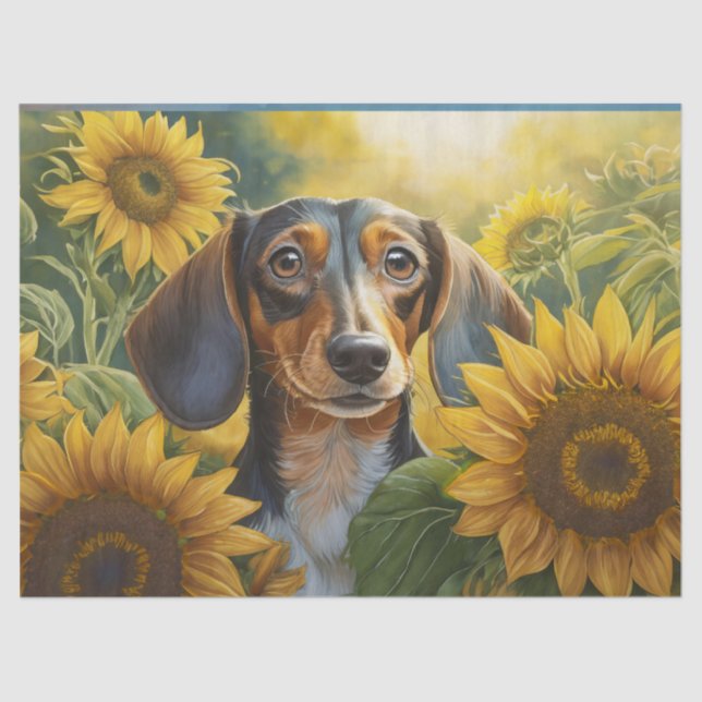Sunflower Puppy Love, Dachshund Tissue Paper (Front)