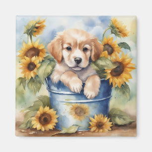 Sunflower Puppy Magnet