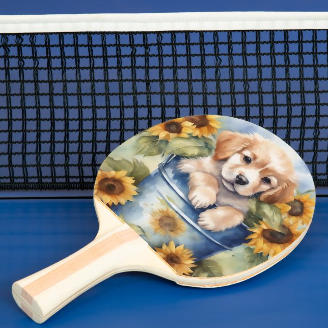 Sunflower Puppy Ping Pong Paddle (Insitu)