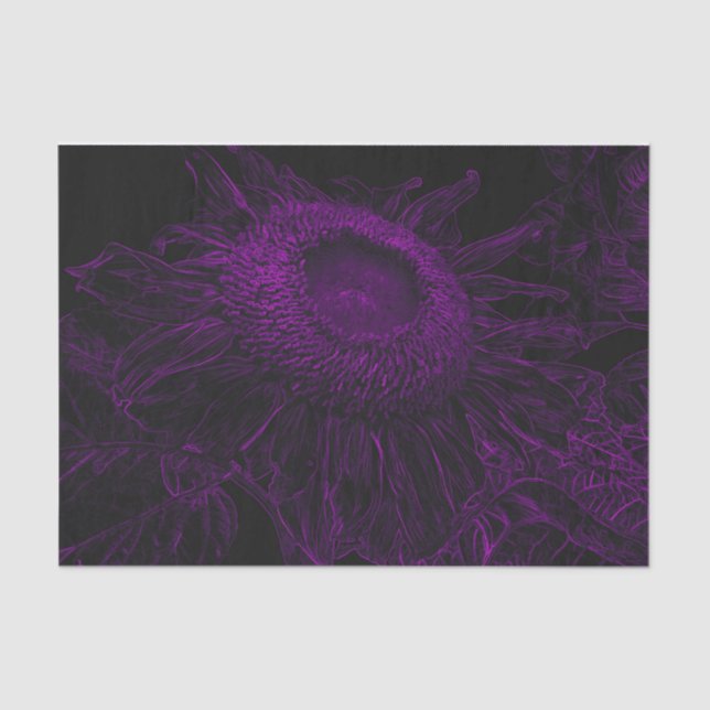 Sunflower Purple Black Floral Art Decoupage Tissue Paper (Front)
