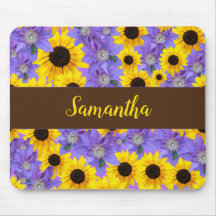 Sunflower Purple Floral Pattern Personalised