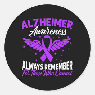 Sunflower Purple Ribbon Brain Alzheimer Awareness  Classic Round Sticker