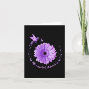 Sunflower Purple Ribbon Fibromyalgia Awareness Card