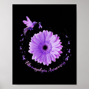 Sunflower Purple Ribbon Fibromyalgia Awareness Poster