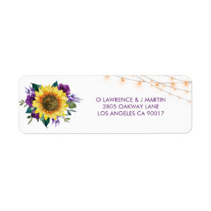 Sunflower Purple Rose Lights Wedding Address