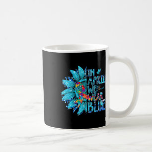 Sunflower Puzzle In April We Wear Blue Autism Awar Coffee Mug