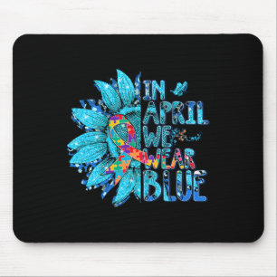 Sunflower Puzzle In April We Wear Blue Autism Awar Mouse Mat