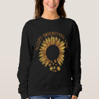Sunflower Puzzle Pieces Autism Awareness Month Aut Sweatshirt