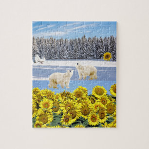Sunflower Puzzles Floral Polar Bear