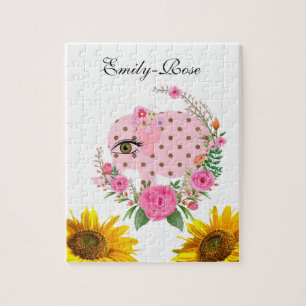 Sunflower Puzzles Pink Elephant Floral