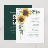 Sunflower QR Code All-in-One Wedding Invitation
