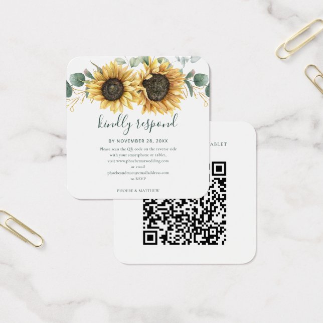 Sunflower QR Code Wedding Website Contactless RSVP (Office)