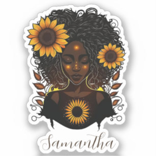 Sunflower Queen Afro Woman