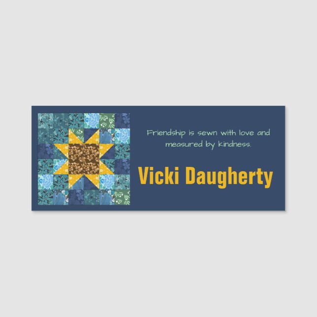 Sunflower Quilt Americana Crafty Name Tag (Front)