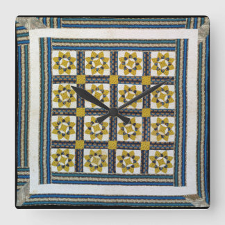 Sunflower quilt square wall clock