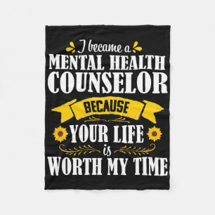 Sunflower Quote Cute Mental Health Counsellor Coun Fleece Blanket