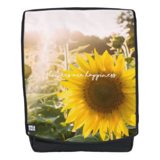 Sunflower quote "flowers are happiness" backpack