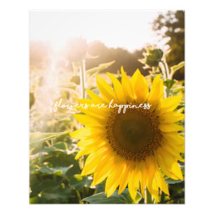 Sunflower quote "flowers are happiness" photo print