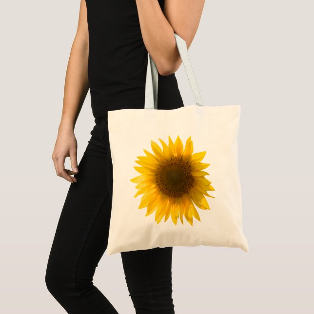 Sunflower quote "flowers are happiness" tote bag (Front (Product))