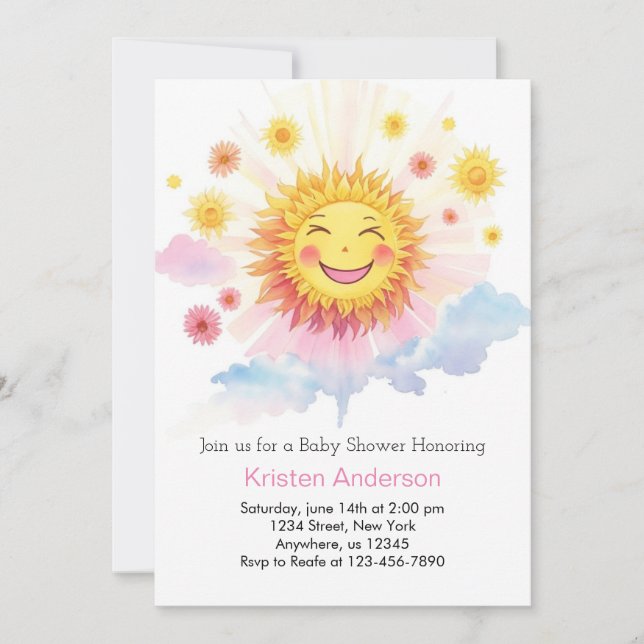 Sunflower Radiance Boho Girl Baby Shower Invitation (Front)