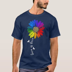 Sunflower Rainbow Love Is Love LGBT Gay Lesbian Pr T-Shirt