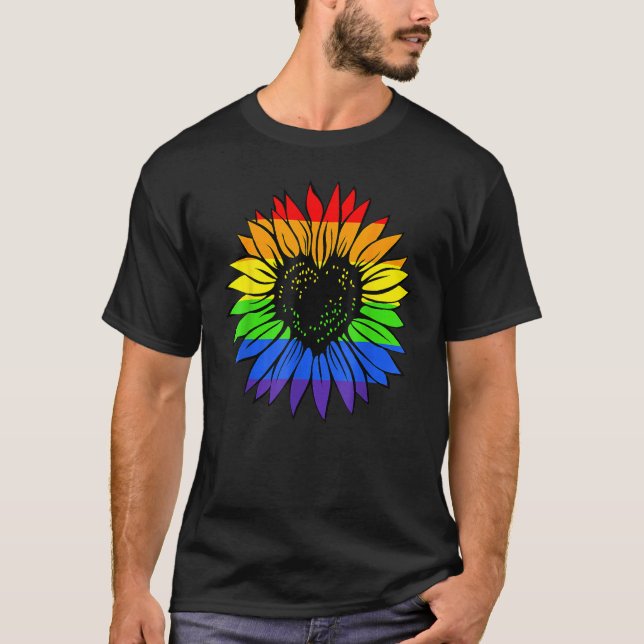 Sunflower Rainbow Pride Gay Lesbian Lgbt T-Shirt (Front)