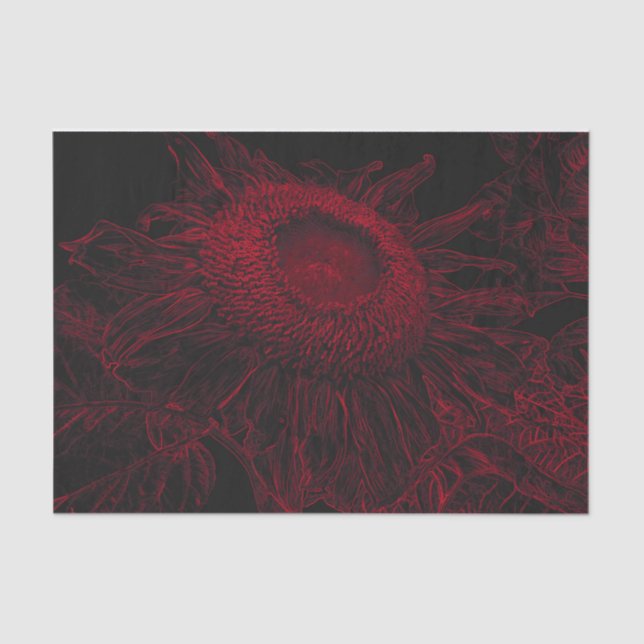 Sunflower Red Black Floral Art Decoupage Tissue Paper (Front)