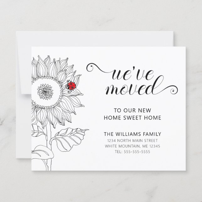 Sunflower Red Ladybug Budget Moving Card (Front)