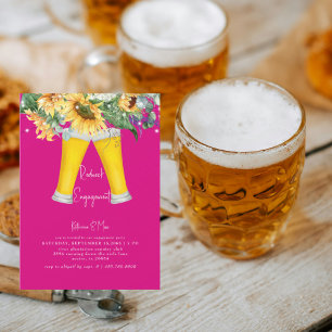 Sunflower Redneck Hot Pink Engagement Party Invitation