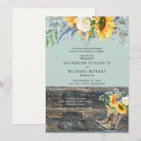 Sunflower Redneck Wood Boots Lights  Invitation