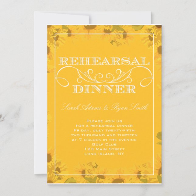 Sunflower Rehearsal Dinner Invitation (Front)