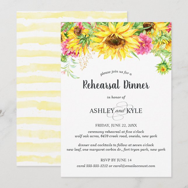 Sunflower Rehearsal Dinner Invitation (Front/Back)