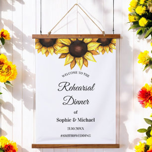 Sunflower Rehearsal Dinner Welcome  Hanging Tapestry