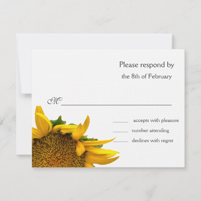 Sunflower response card with barnwood (Front)