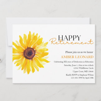 Sunflower Retirement Invitation |Teacher or Admin