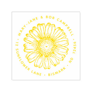 Sunflower Return Address Flower Floral Botanical Self-inking Stamp