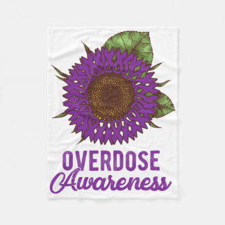 Sunflower Ribbon Overdose Awareness Supporter  Fleece Blanket