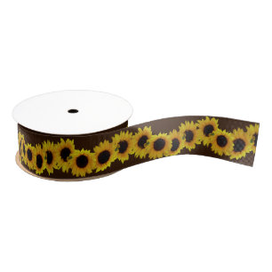 Sunflower Ribbon Paper Customised Flower Ribbon Grosgrain Ribbon