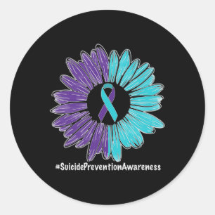 Sunflower Ribbon Suicide Prevention Awareness  Classic Round Sticker