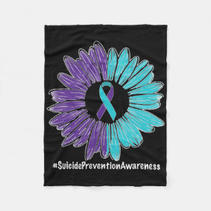Sunflower Ribbon Suicide Prevention Awareness Fleece Blanket